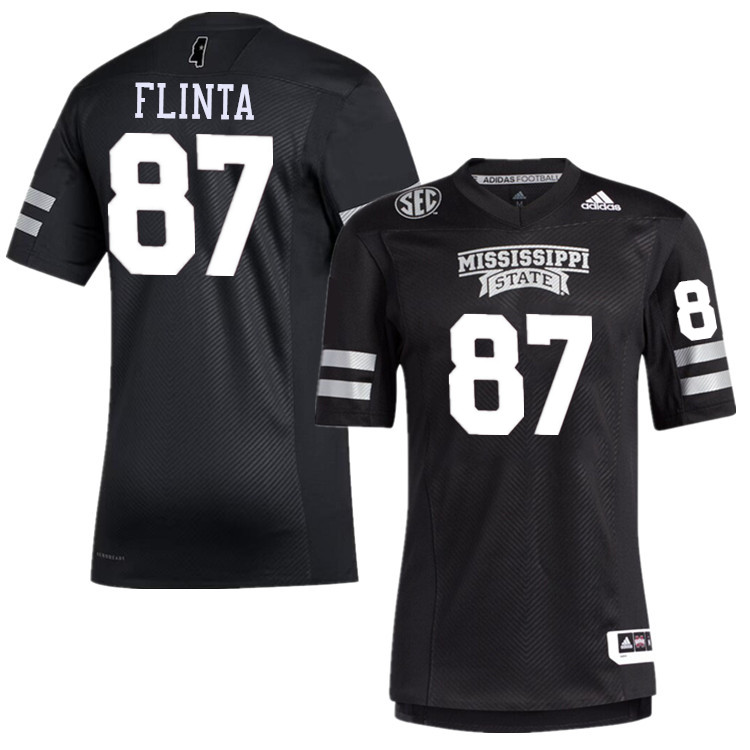 Men #87 Logan Flinta Mississippi State Bulldogs College Football Jerseys Stitched-Black